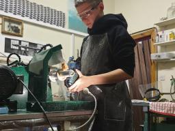 Vicky Higginson at work in her studio in Edinburgh, UK photo courtesy of the artist