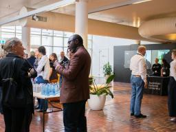 Guests gathering in the School of Art & Design Project Space for the official launch of the printer. Photo: Yun Hu / ANU