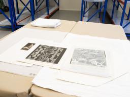 Pictured are some of the works on paper that will be available in the newly established Collection Room. Photo: Yun Hu / ANU