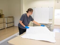 Pictured is Adina West, Collections Officer at the ANU School of Art & Design. Photo: Yun Hu / ANU