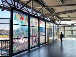 View from concourse, Welcome Home to Beamish Street by Raquel Ormella, Campsie Station. Image: Kati Westlake, Sydney Metro.