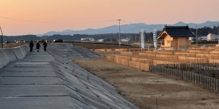 Sunset in the Japanese town of Namie