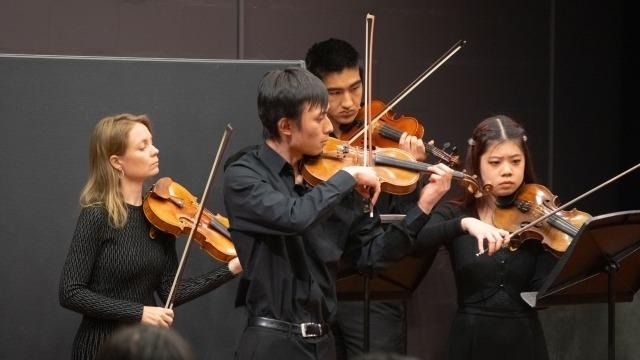 Image: ANU School of Music student Brad Tham, Anika Chan, Micah Sinclair and Lara Kurzawa. Photo by Yun Hu