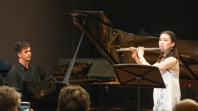 Photo: ANU School of Music student Amanda Tao and Michael Anthrak . Image by Yun Hu