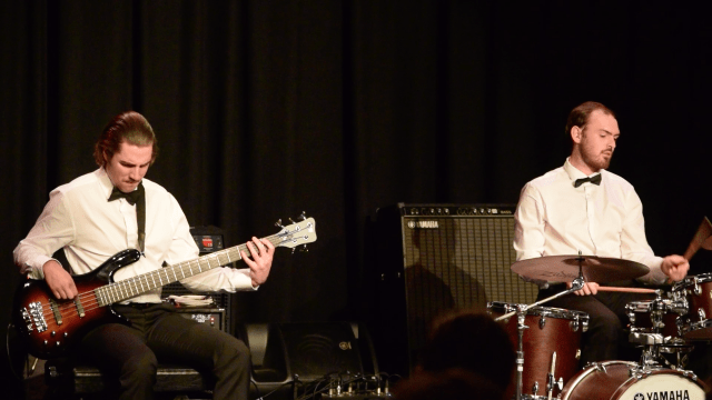 Image: ANU School of Music students Eddie Symons (bass), Sean Kirk (drums). Photo by Yun Hu